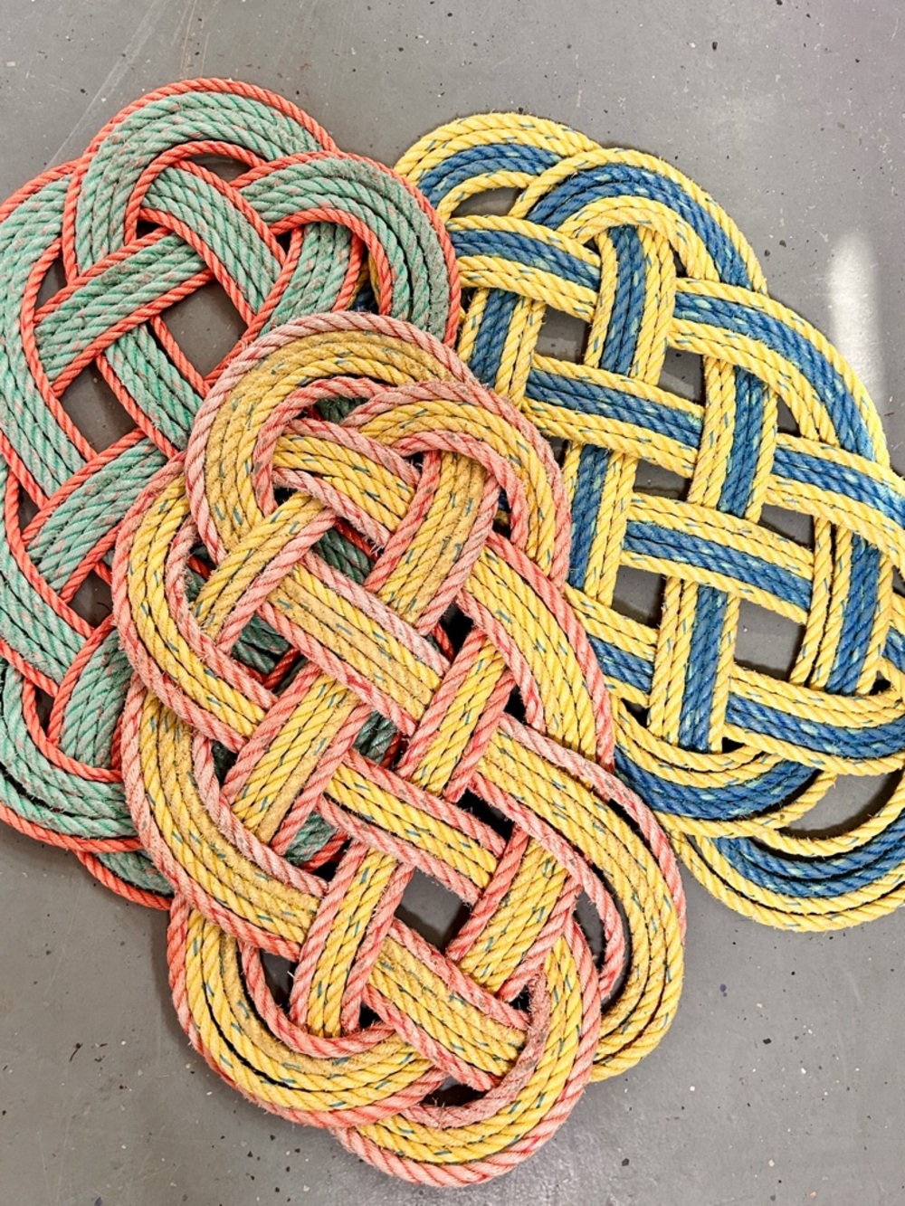 Handmade Nautical Rope Door Mats - Yellow, Blue, Coral, Mint